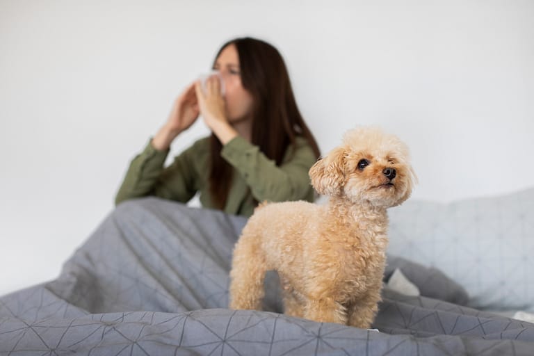 woman-with-dog-allergy-side-view